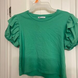 Lime Green Zara ruffle top